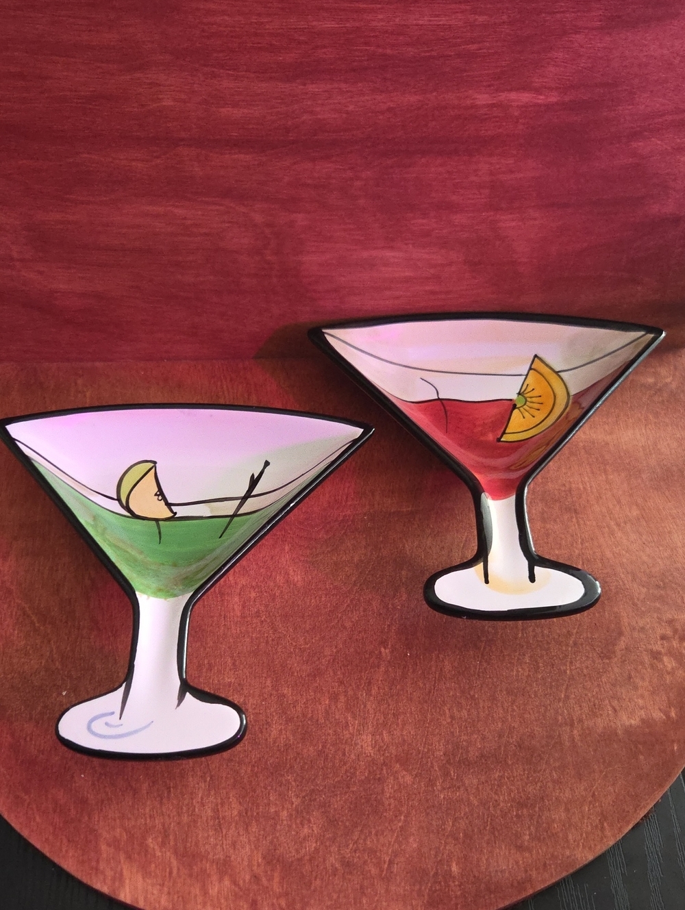 Set of 2 Trisa Martini Glass Snack Plates